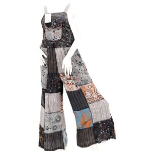 The Collection Royal Celestial Patchwork Overalls SZMedium NWT Black-Grey adjust
